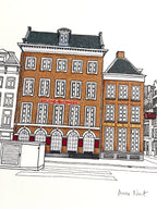 Tekening van theater De Kleine Komedie in Amsterdam door Anne Neuteboom cabaretier Anne Neut Boetiek