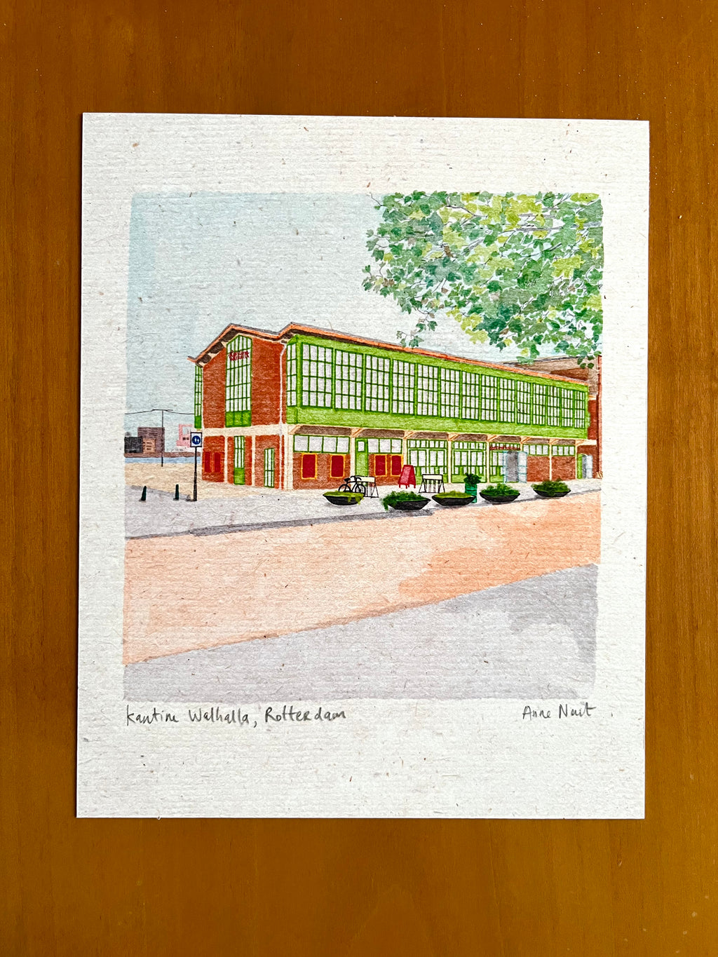 Tekening van Theater Kantine Walhalla met digitale alcohol markers door Anne Neuteboom cabaretier Anne Neut Boetiek