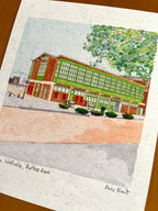 Tekening van Theater Kantine Walhalla met digitale alcohol markers door Anne Neuteboom cabaretier Anne Neut Boetiek