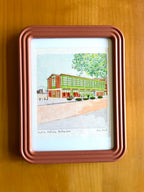 Tekening van Theater Kantine Walhalla met digitale alcohol markers door Anne Neuteboom cabaretier Anne Neut Boetiek