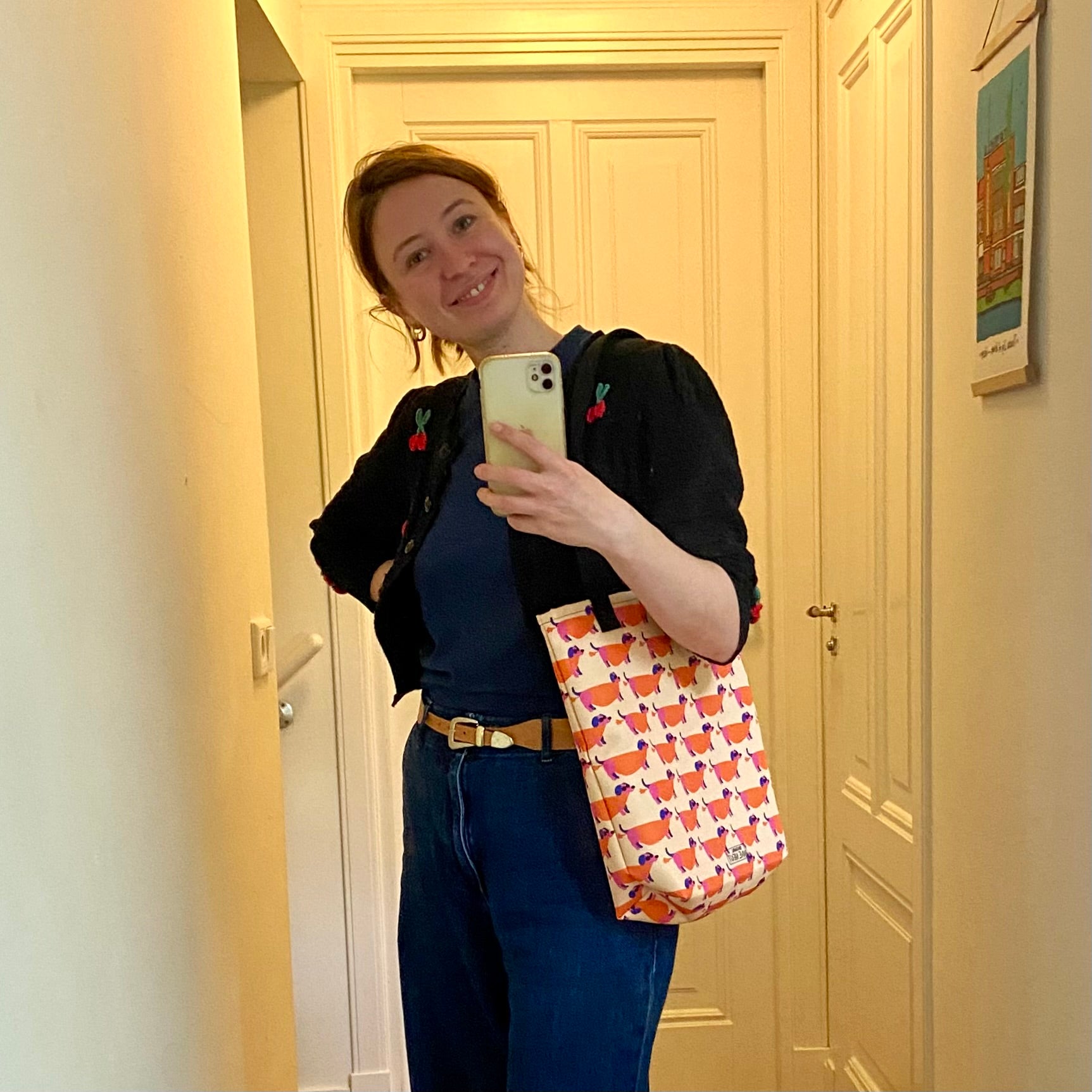 Schoudertas met artwork door Anne Neuteboom cabaretier