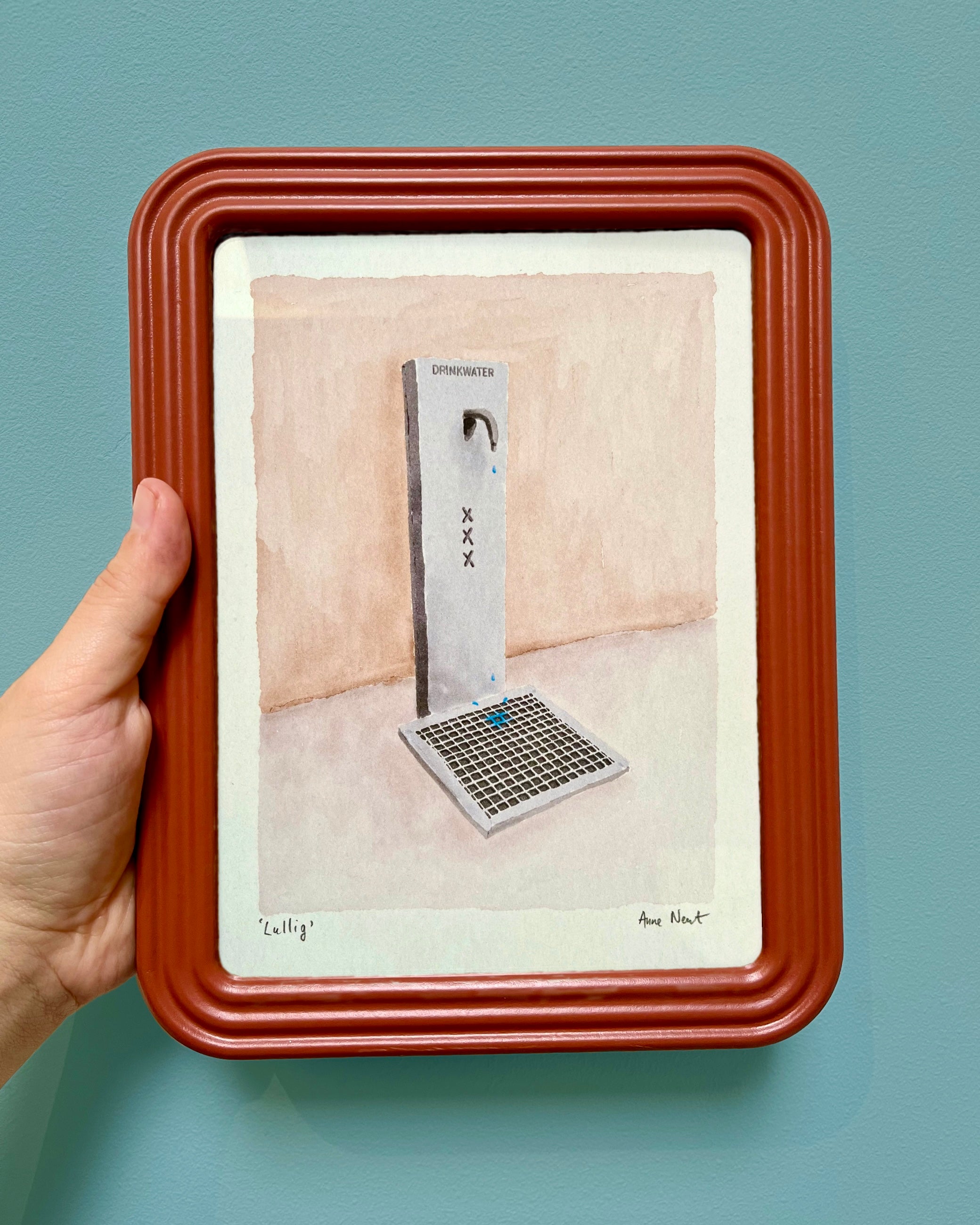 Tekening van drinkwater fontein in Amsterdam door Anne Neuteboom cabaretier Anne Neut Boetiek