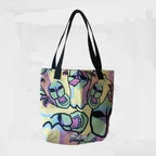 Tote bag met tekening van tongende dolfijnen door Anne Neuteboom cabaretier in Anne Neut Boetiek